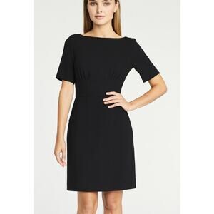 Tahari Arthur Levine dress black LBD A-line knee length modest SZ 2 career work